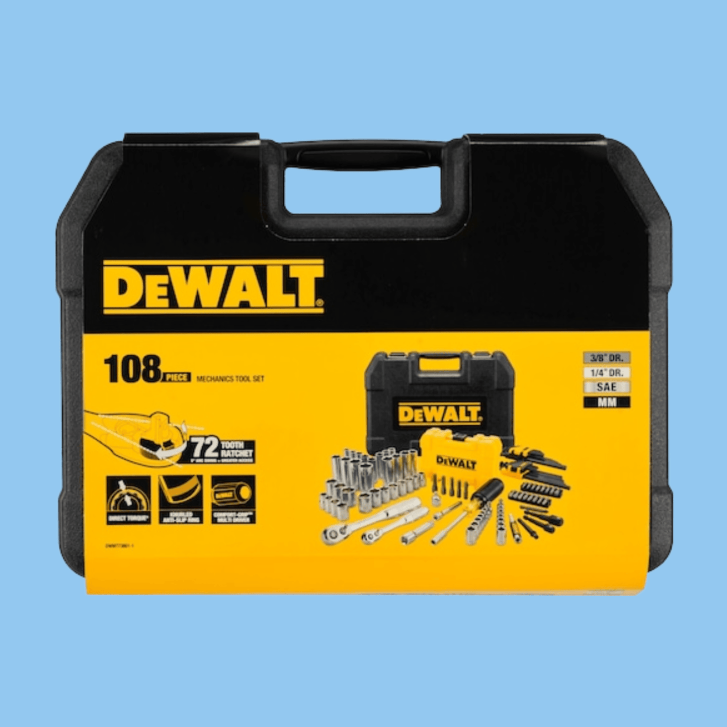 DeWalt DWMT73801-1 108 Piece Metric | Imperial 1/4" 3/8" Mechanics Tool Set - Heena's Haven