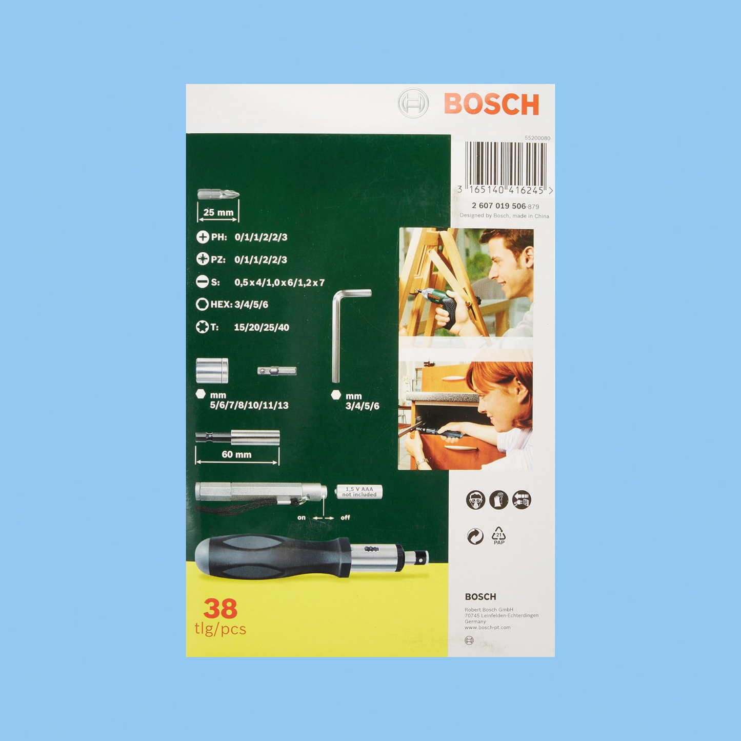 Bosch 2607019506 Screwdriving & Socket Set: 38 Pieces - Heena's Haven