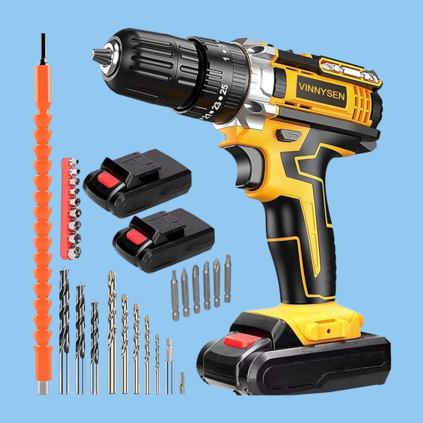 VINNYSEN 48V Cordless Drill, 3/8 Inch Power Drill Set with Lithium Ion Battery - Heena's Haven