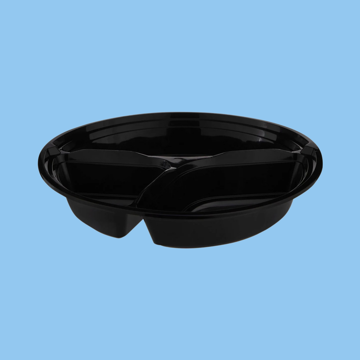 Heena's Haven Black Base 3-Compartment Round Container 48 Oz 300 Pieces - Heena's Haven