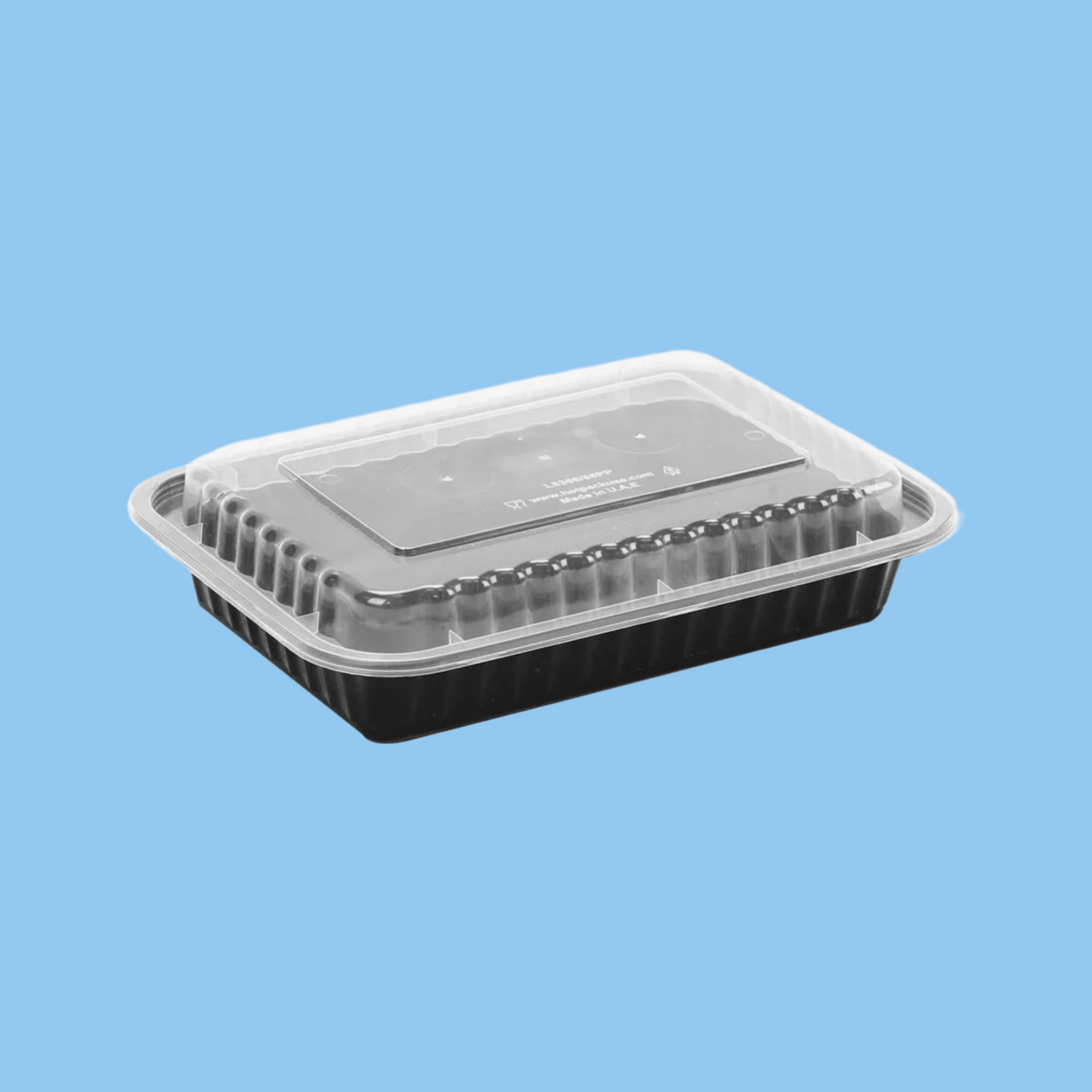 Heena's Haven Black Base Rectangular Container 38 Oz with Lids 150 Pieces - Heena's Haven