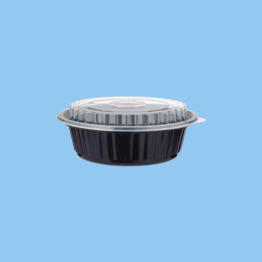 Heena's Haven Black Base Round Container 16 Oz with Lids 150 Pieces - Heena's Haven