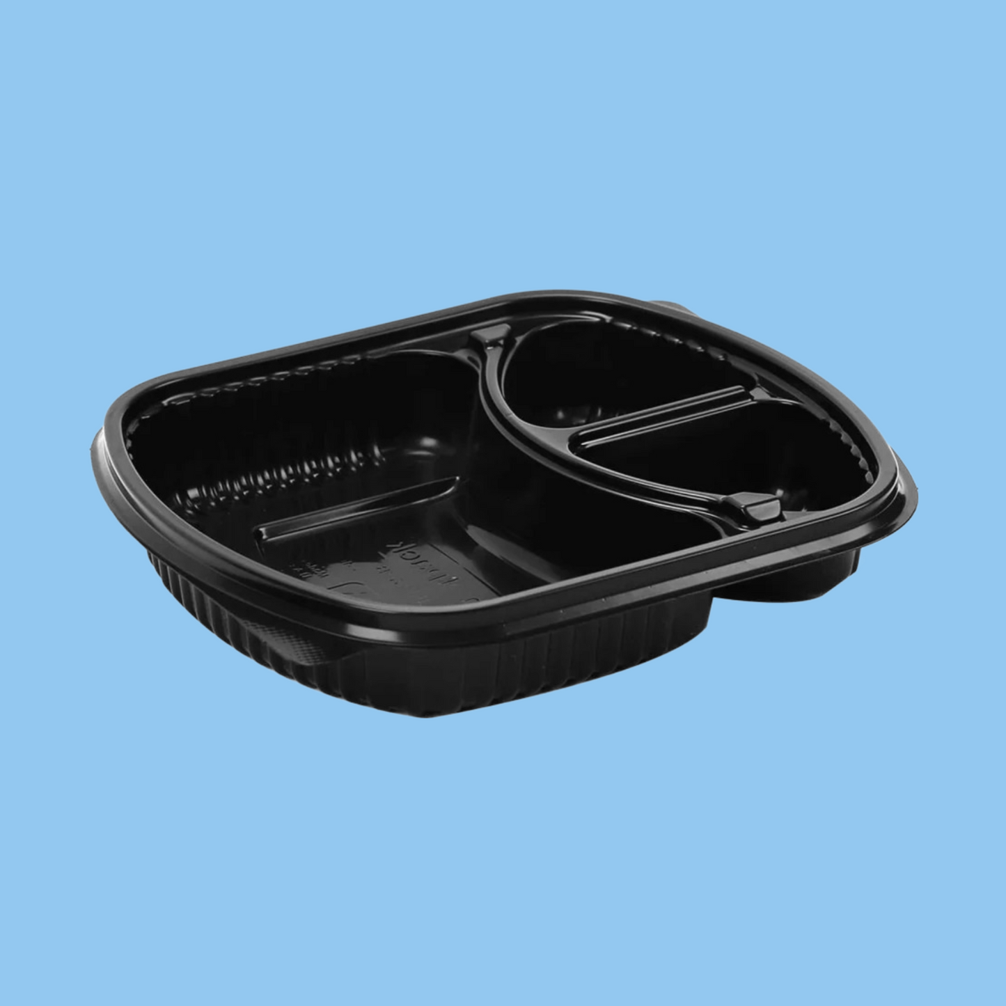 Heena's Haven Black Base Rectangular 3-Compartment Container 250 Pieces - Heena's Haven