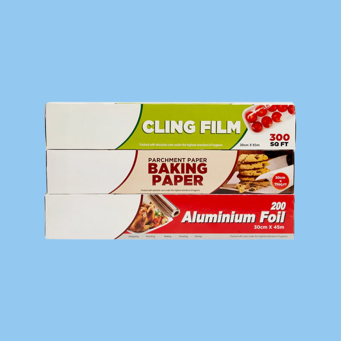 Heena's Haven Cling Film + Baking Paper + Aluminum Foil Roll Combo Pack - Heena's Haven