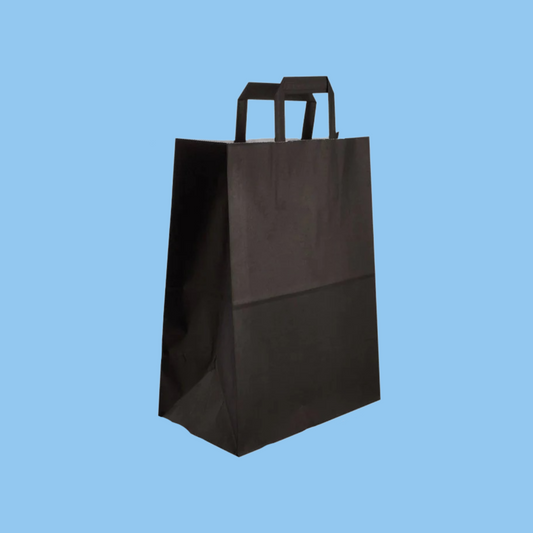 Heena's Haven Black Paper Bag Flat Handle - Heena's Haven