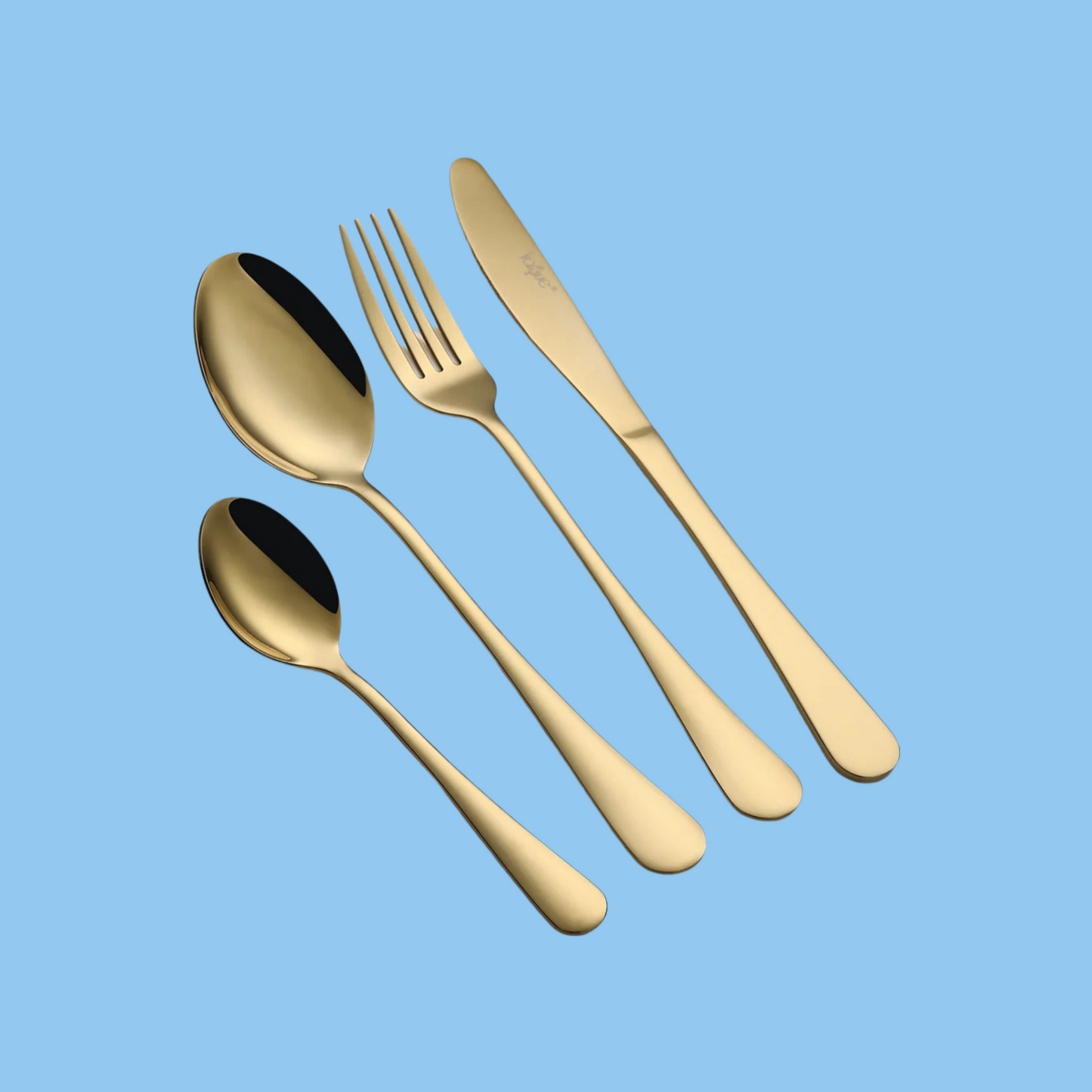 Heena's Haven Stainless Steel 16 Pieces Golden Cutlery Set Hammered Design - Heena's Haven
