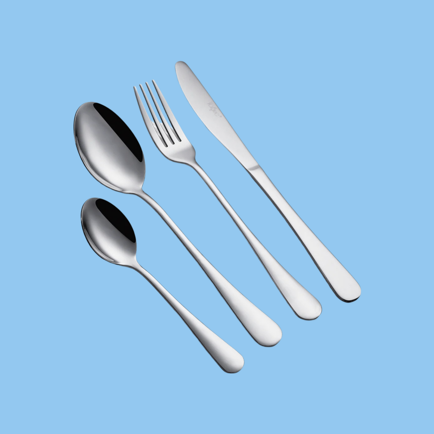 Heena's Haven Stainless Steel 16 Pieces Silver Cutlery Set Plain Design - Heena's Haven