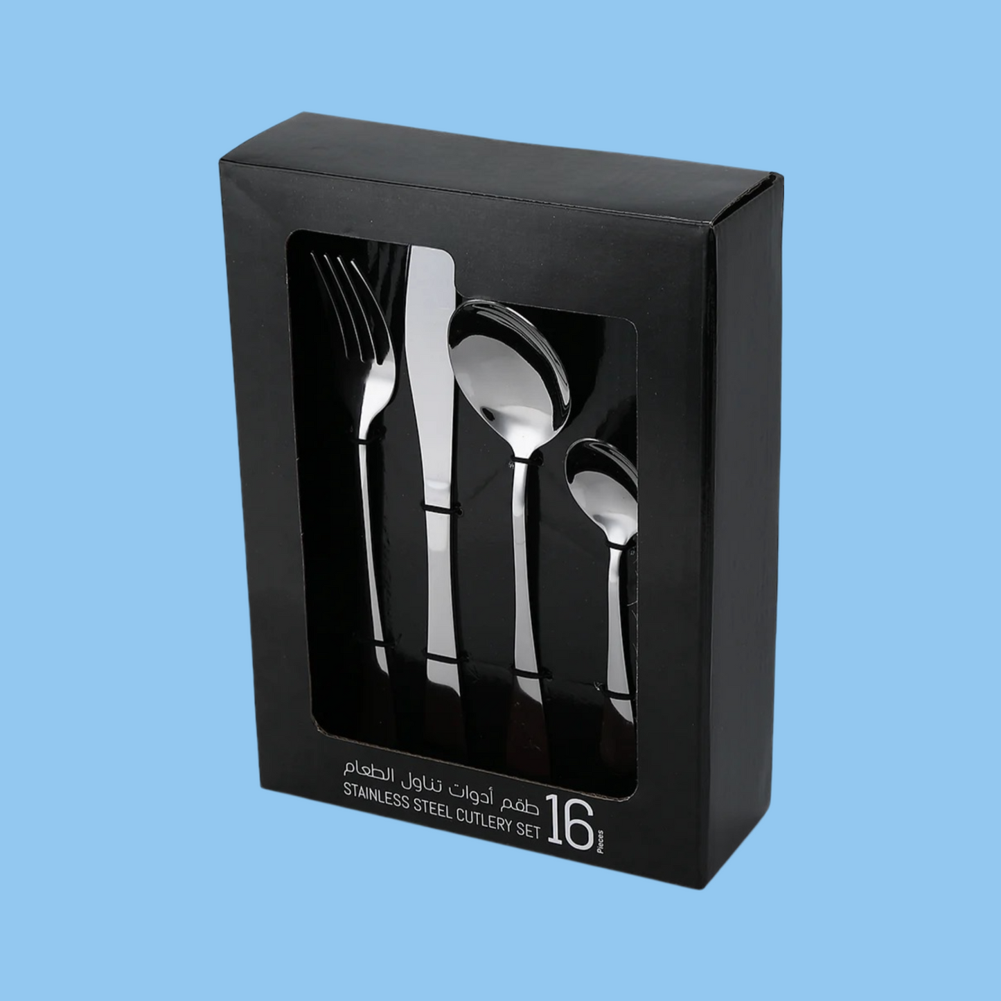 Heena's Haven Stainless Steel 16 Pieces Silver Cutlery Set Plain Design - Heena's Haven