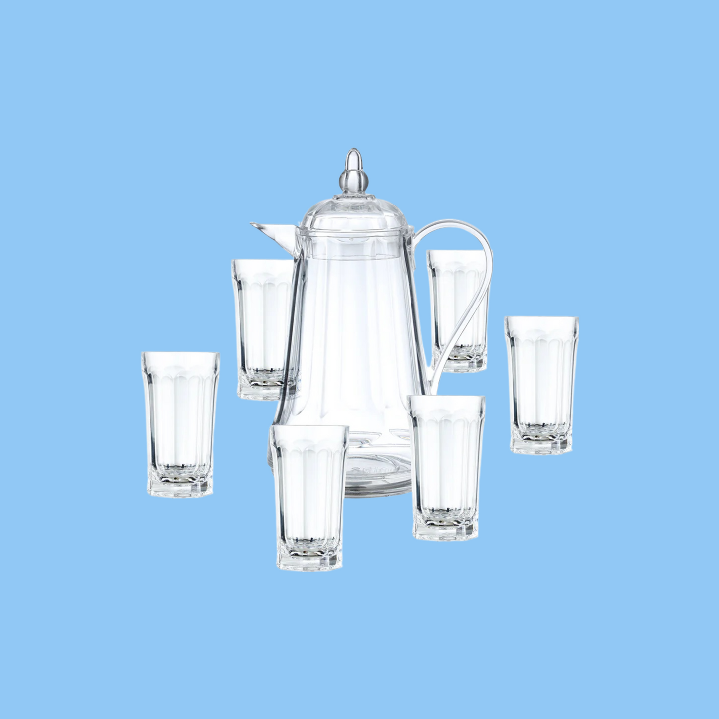 Heena's Haven Acrylic Water Jug 2.35 L with 6 Cups Set