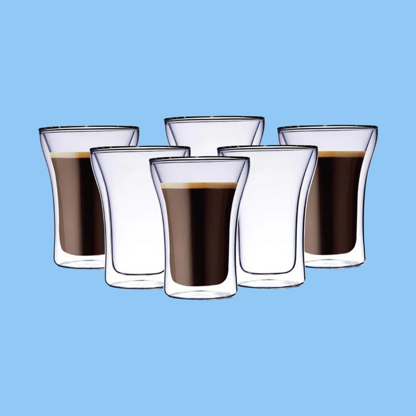 Heena's Haven Borosilicate Double Wall Glass Tumbler 250 ml 6 Piece
