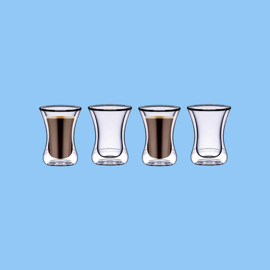 Heena's Haven Borosilicate Double Wall Glass Estikan 100 ml 4 Piece Set