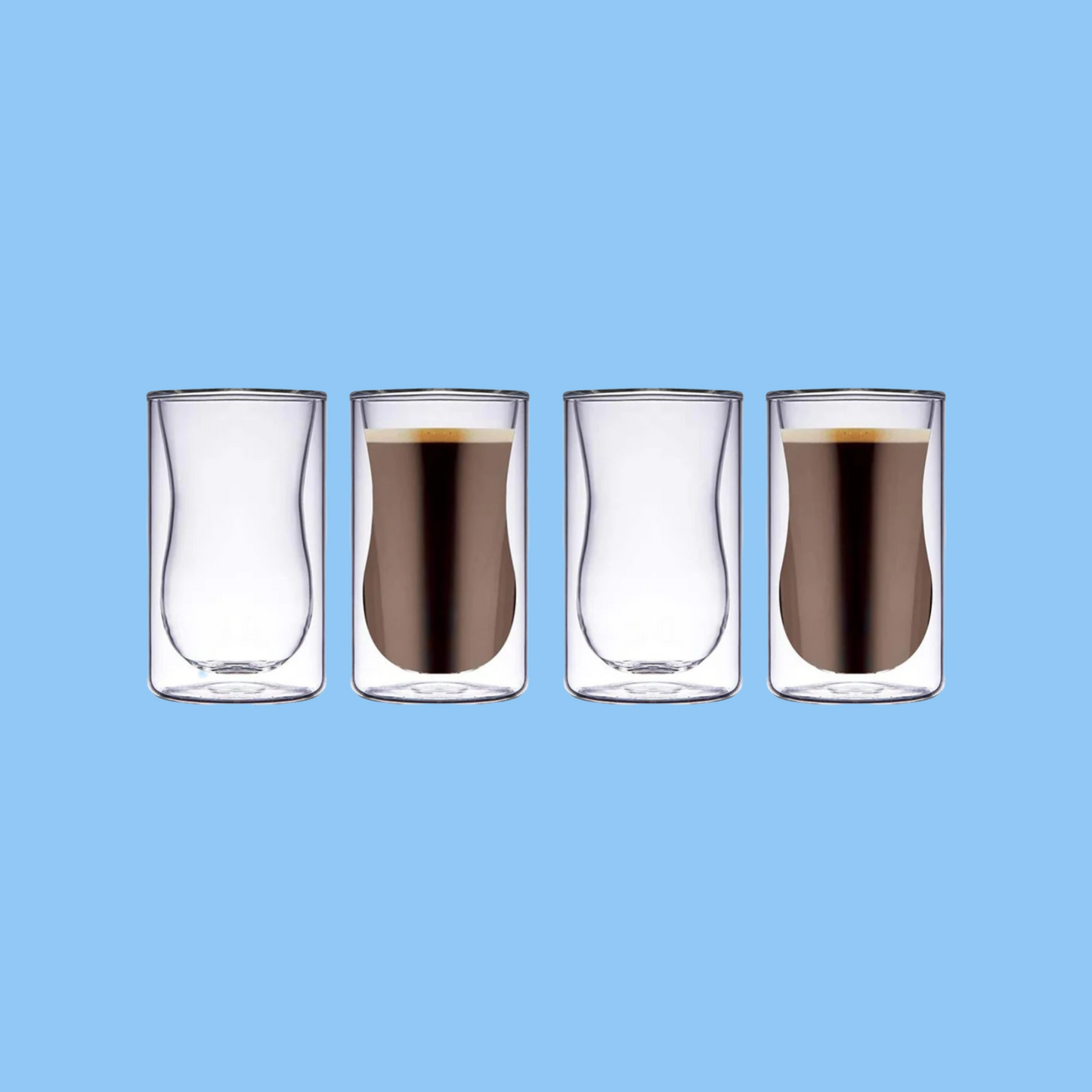 Heena's Haven Borosilicate Double Wall Glass Estikan 100 ml 4 Piece Set