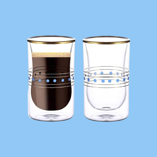 Heena's Haven Borosilicate Double Wall Glass Tumbler 100 ml 2 Piece Set