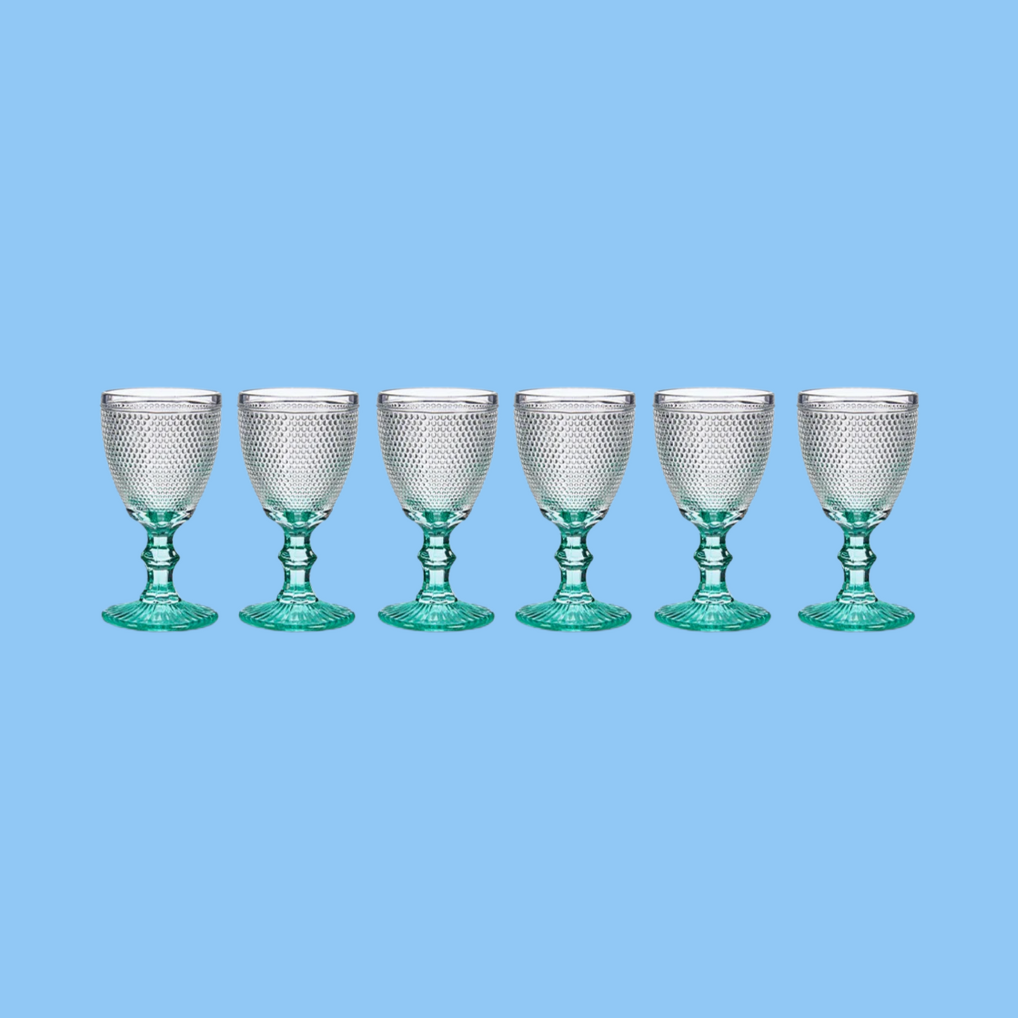 Heena's Haven 6 Piece Turquoise Foot Points Water Glass 240 ml Set