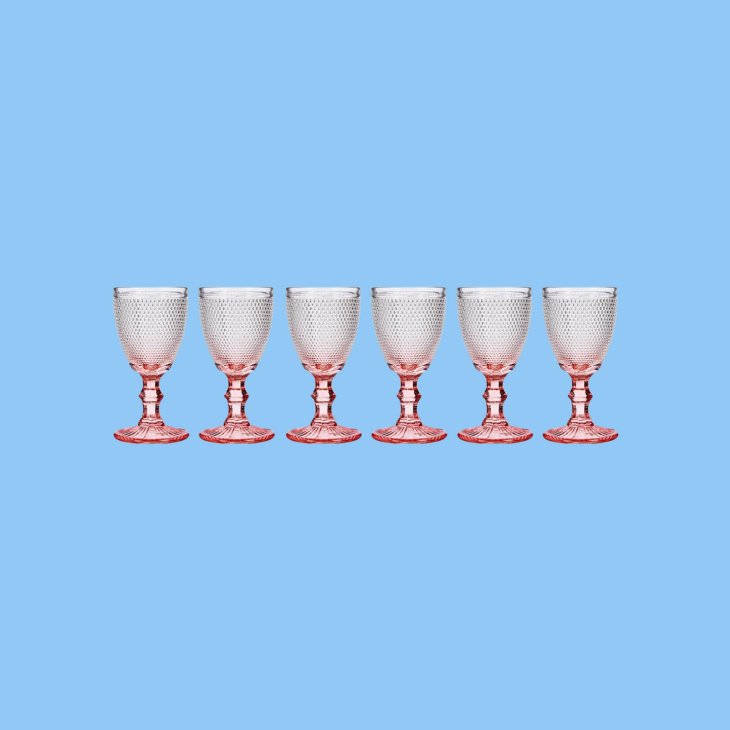 Heena's Haven 6 Piece Pink Foot Points Wine Glass 330 ml Set