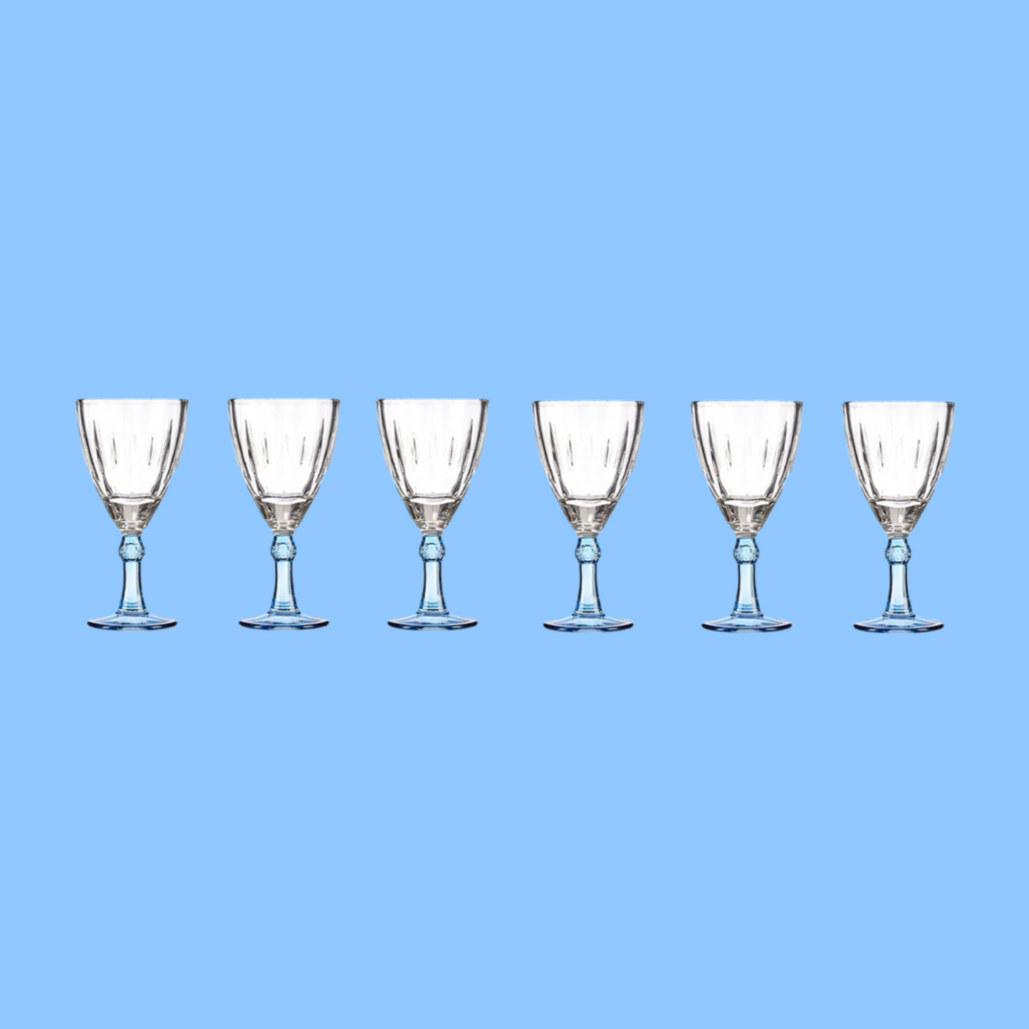 Heena's Haven 6 Piece Blue Wine Glass 275 ml Set