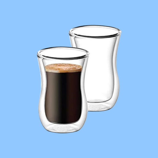 Heena's Haven Borosilicate Double Wall Glass Tumbler 100 ml 2 Piece Set