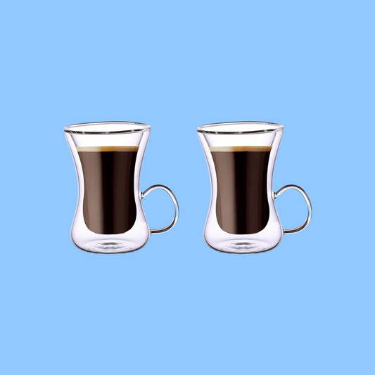 Heena's Haven Borosilicate Double Wall Glass Estikan 100 ml 2 Piece Set
