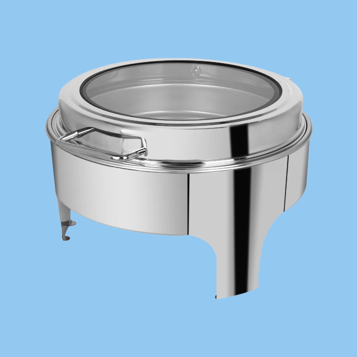 Heena's Haven Stainless Steel 6 Liters Round Chafing Dish With Glass Lid