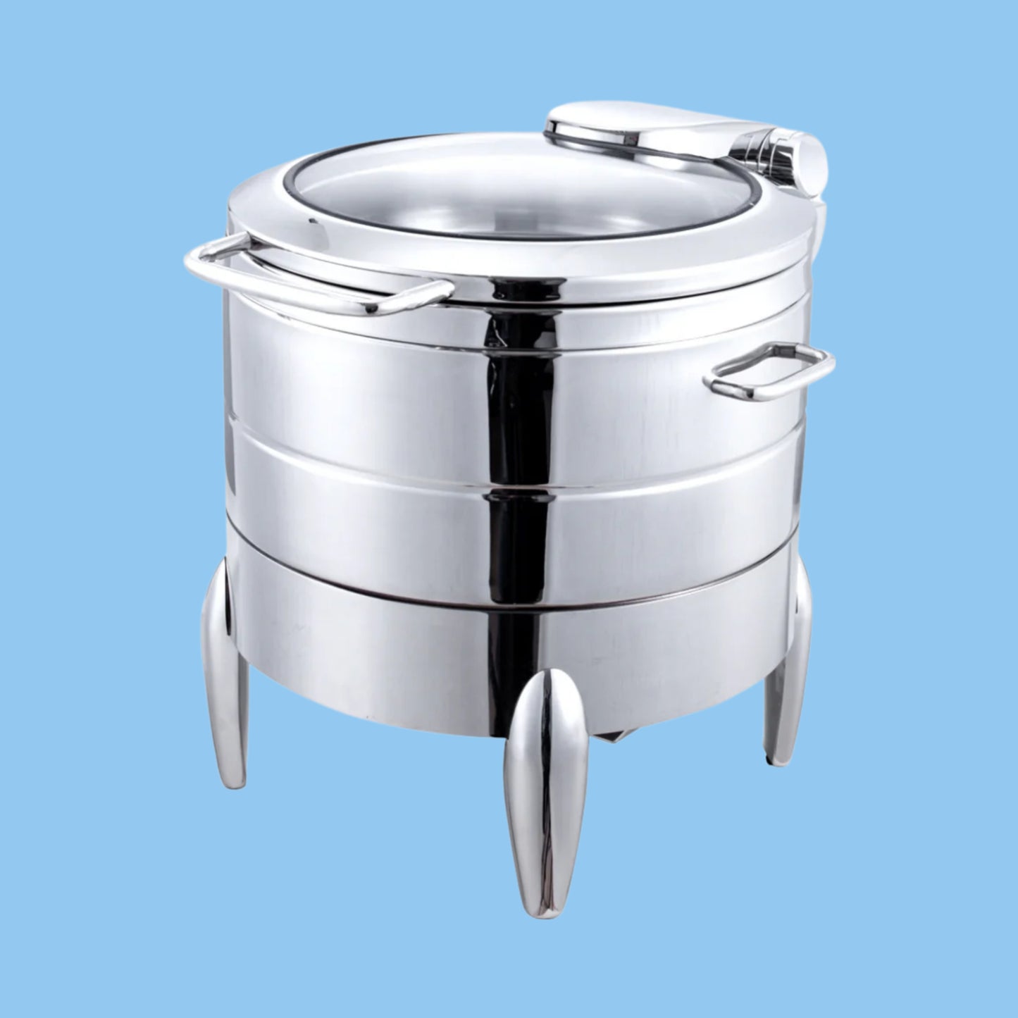 Heena's Haven Stainless Steel Round Soup Station with Glass Window Lid 11 Liter