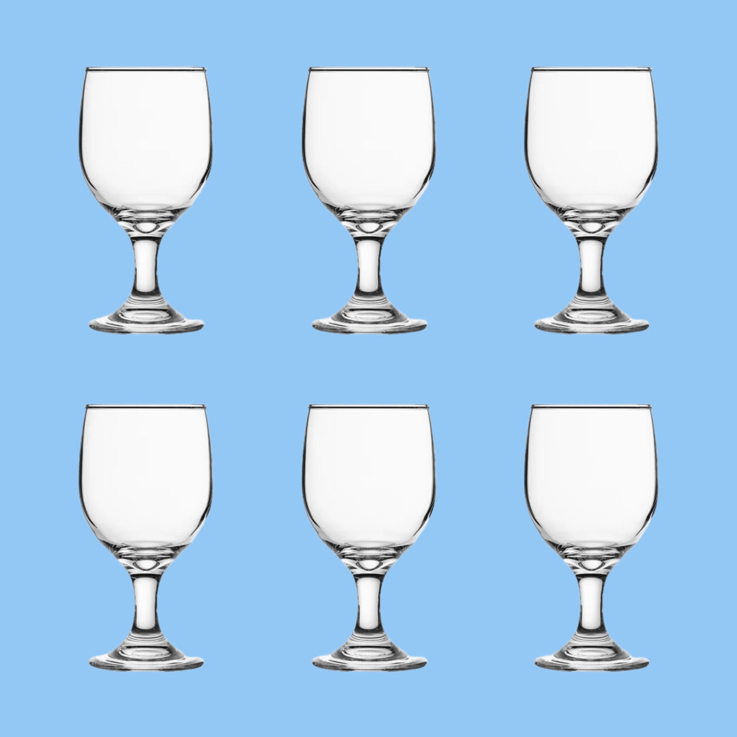 Heena's Haven 6 Pieces Glass Water Goblet 325 ml Set