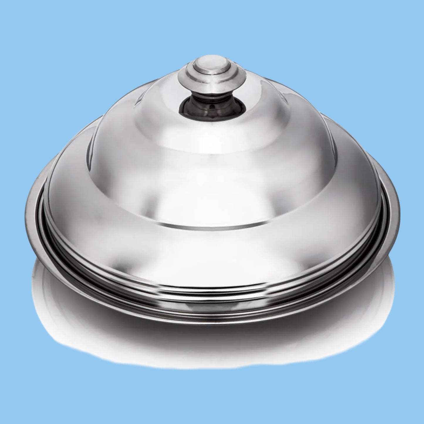 Heena's Haven Round Silver Stainless Steel Tray With Lid