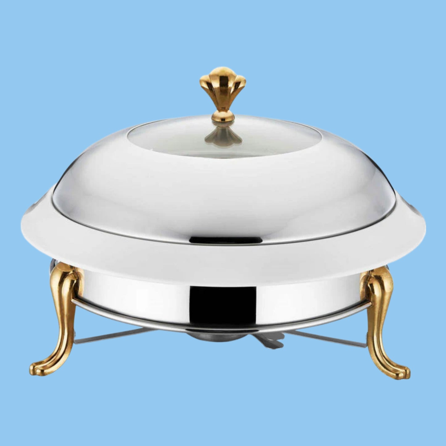 Heena's Haven Stainless Steel Silver & Golden Round Crown Food Warmer