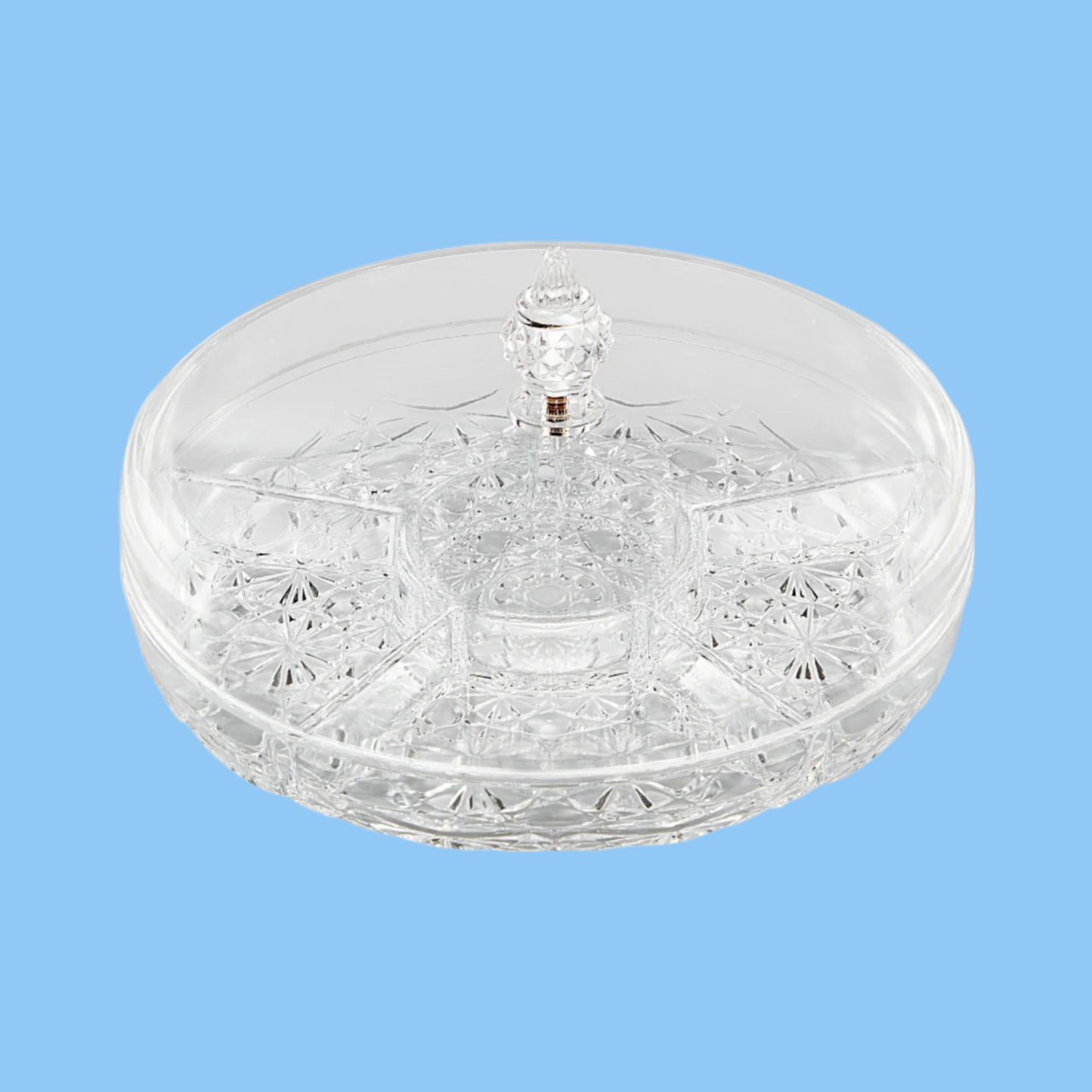 Heena's Haven Round Acrylic Candy Box 10" with 6 Partition Set