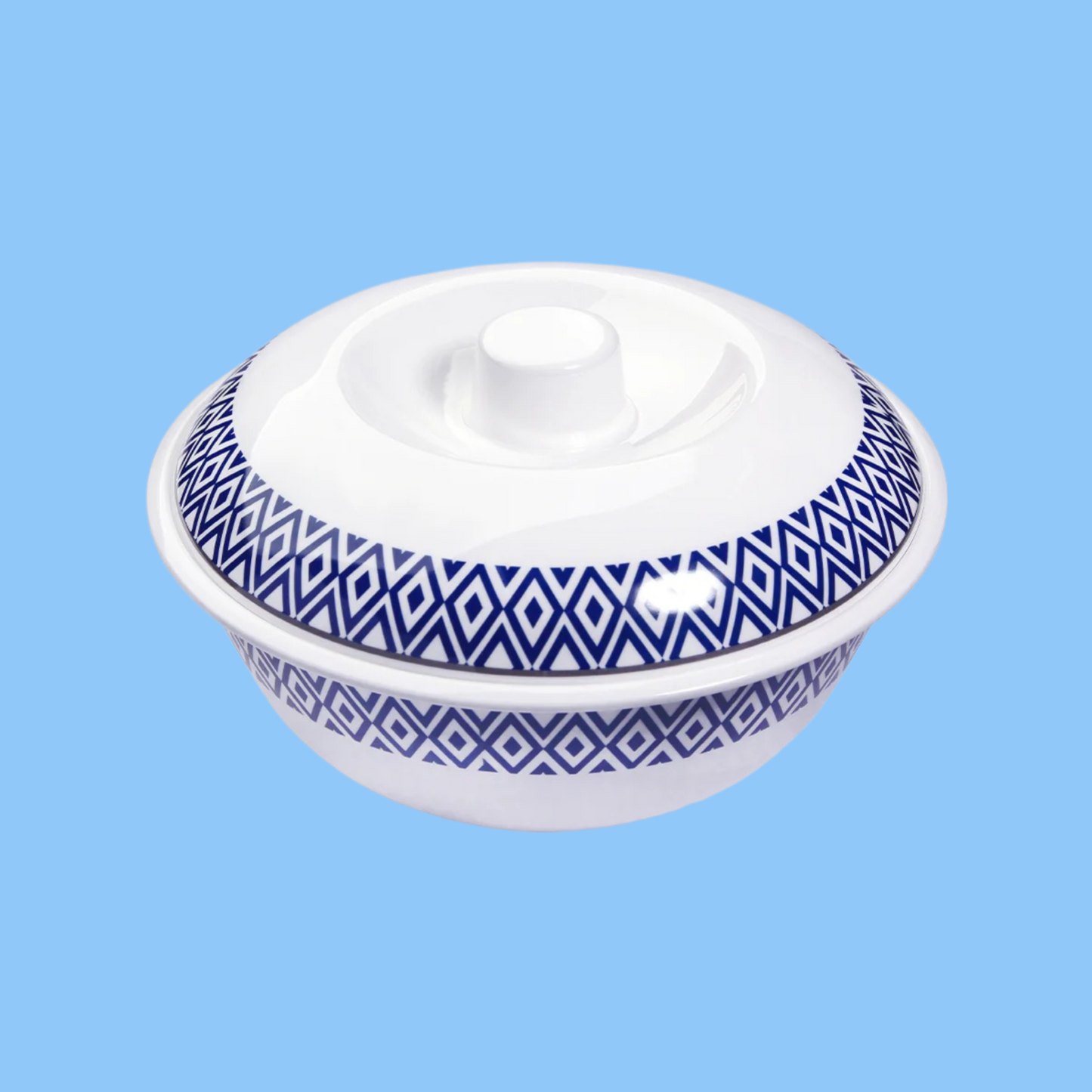 Heena's Haven Melamine Soup Bowl with Lid 10" Blue Line