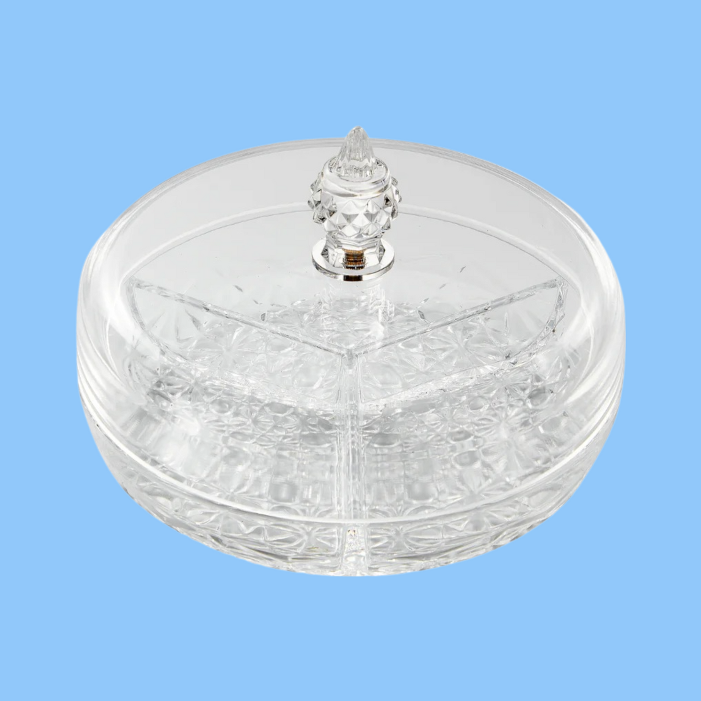 Heena's Haven Round Acrylic Candy Box 8" with 3 Partition Set