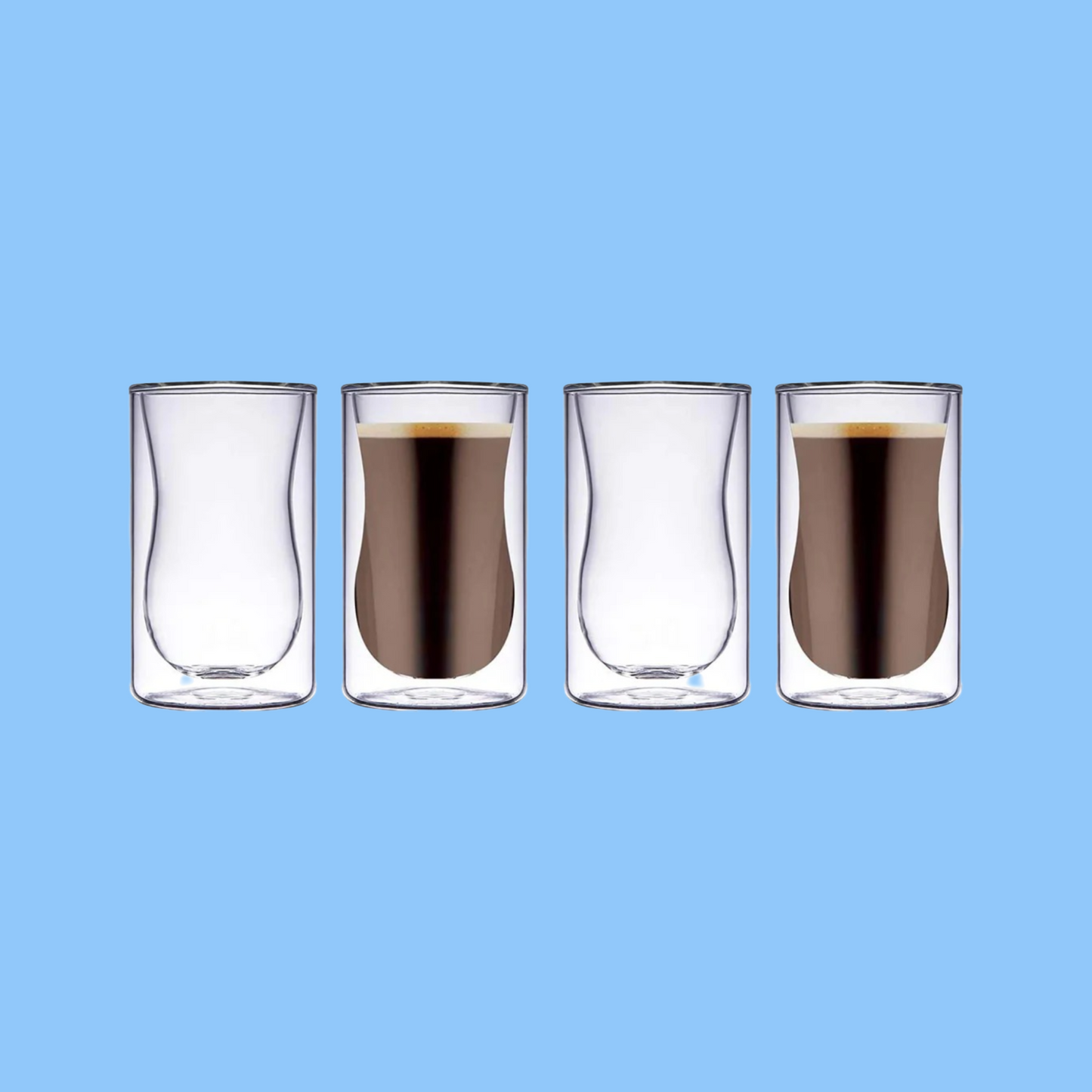 Heena's Haven Borosilicate Double Wall Glass Estikan 100 ml 4 Piece Set