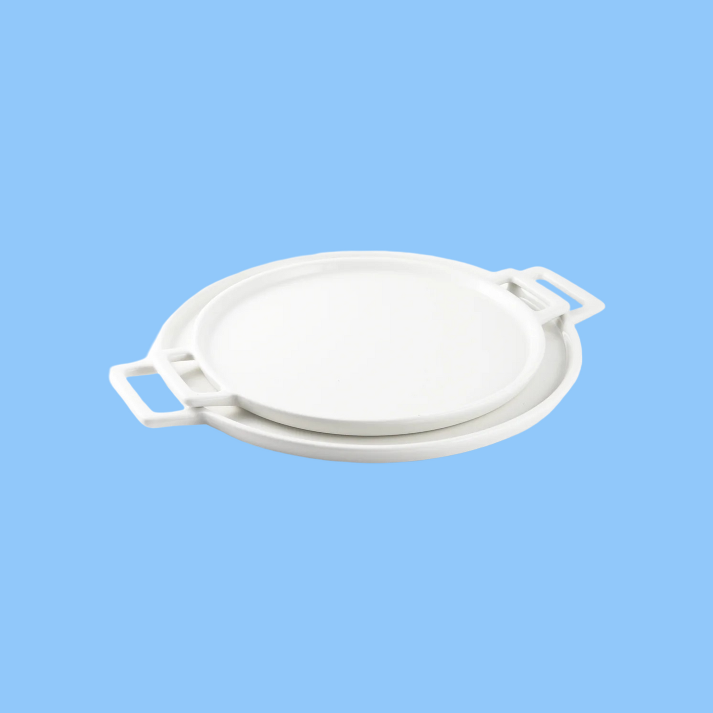 Heena's Haven Ivory Porcelain Pizza Plate with Handle
