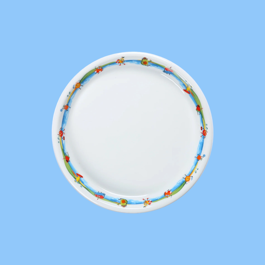 Heena's Haven Ivory Porcelain 9" Kids round plate Tropical Design