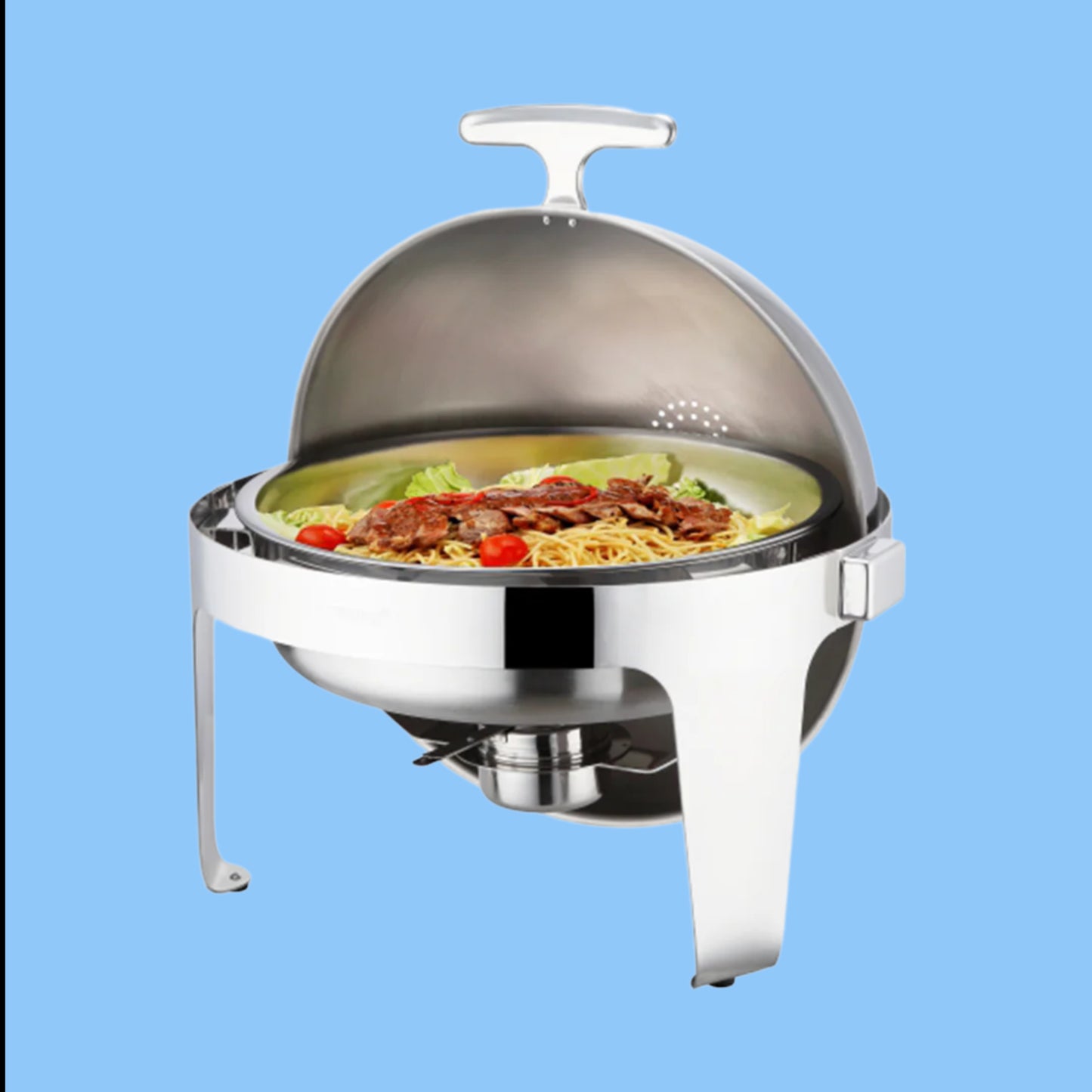 Heena's Haven Elite Stainless Steel Roll-Top Round Chafer 6.8 L