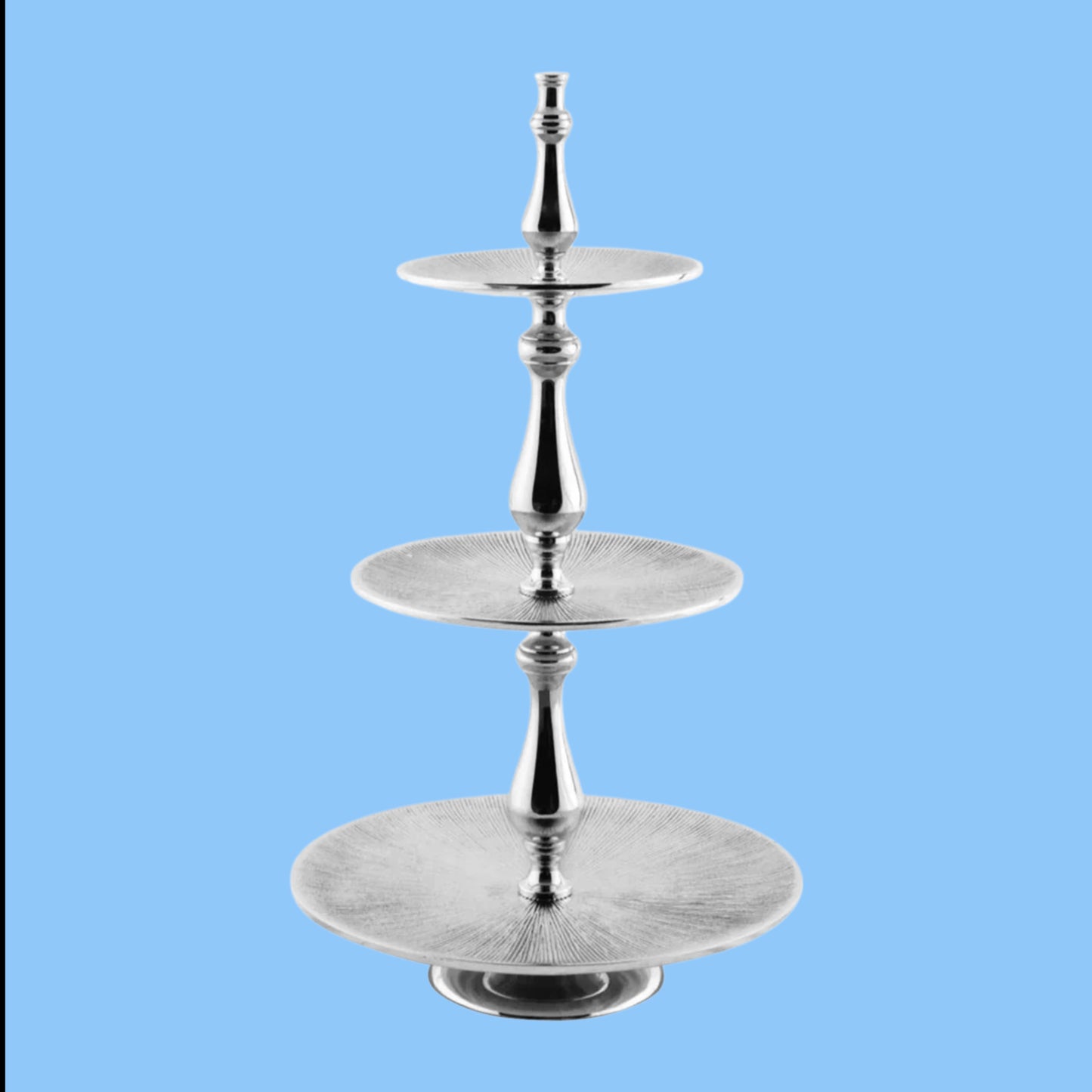 Heena's Haven Aluminium Round 3 Tier Stand with Stainless Steel Silver Finish