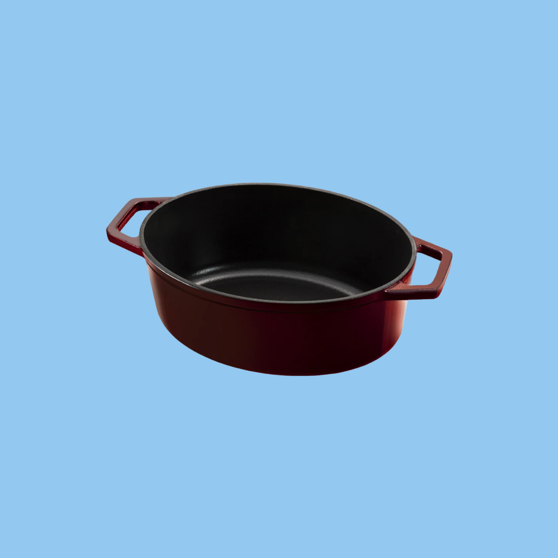 Heena's Haven Burgundy Cast Iron Shallow Pot 26 cm - Heena's Haven