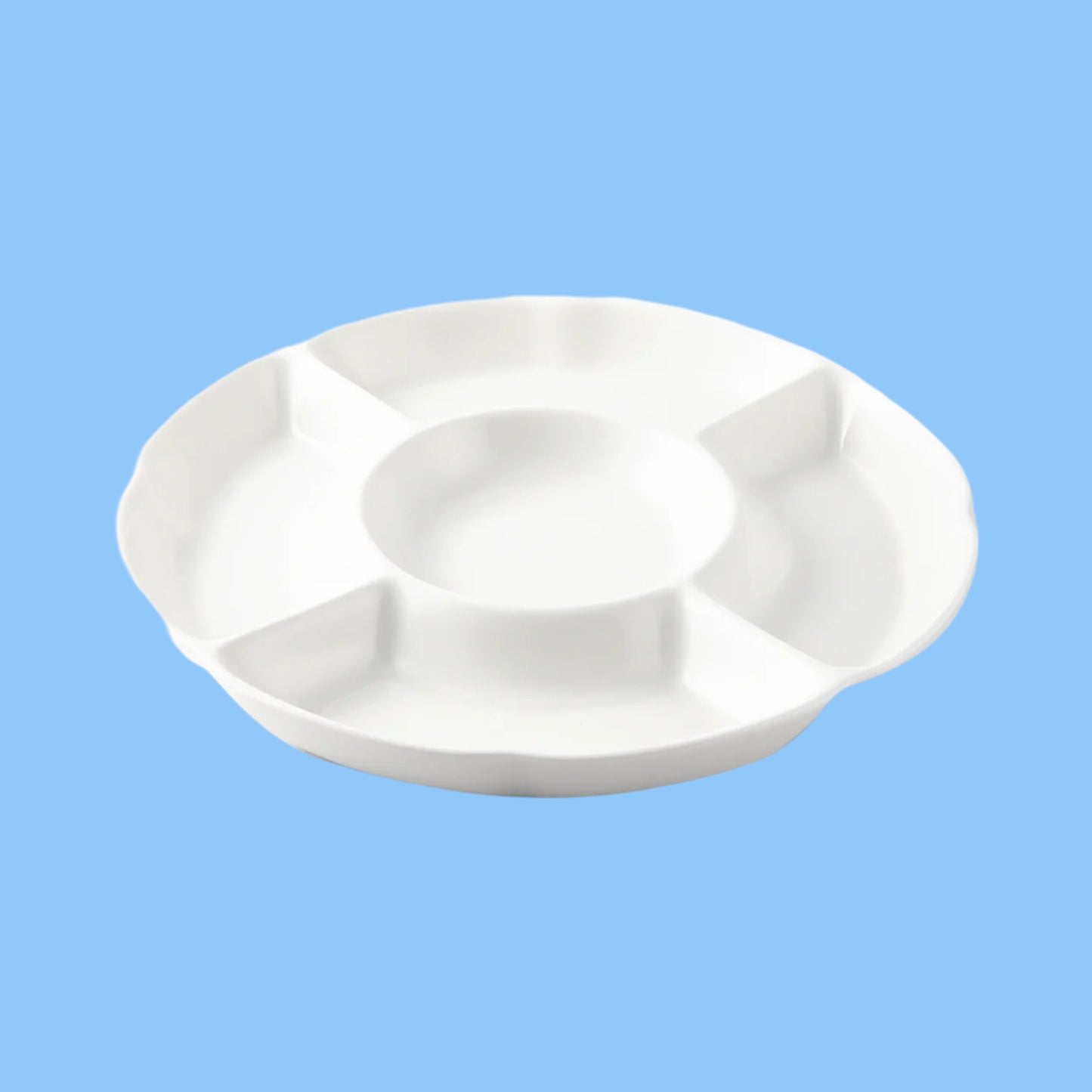 Heena's Haven Ivory Porcelain Mezza 5 Compartment Divider Plate