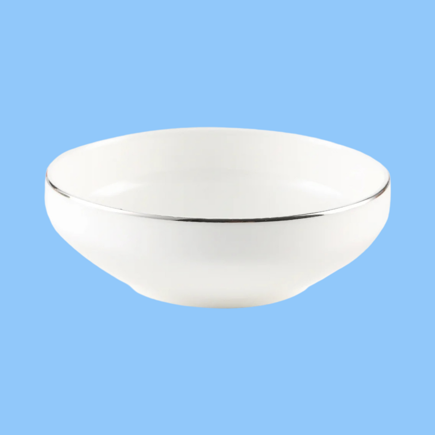 Heena's Haven Bone China Ivory Bowl 5.5" with Sliver Rim