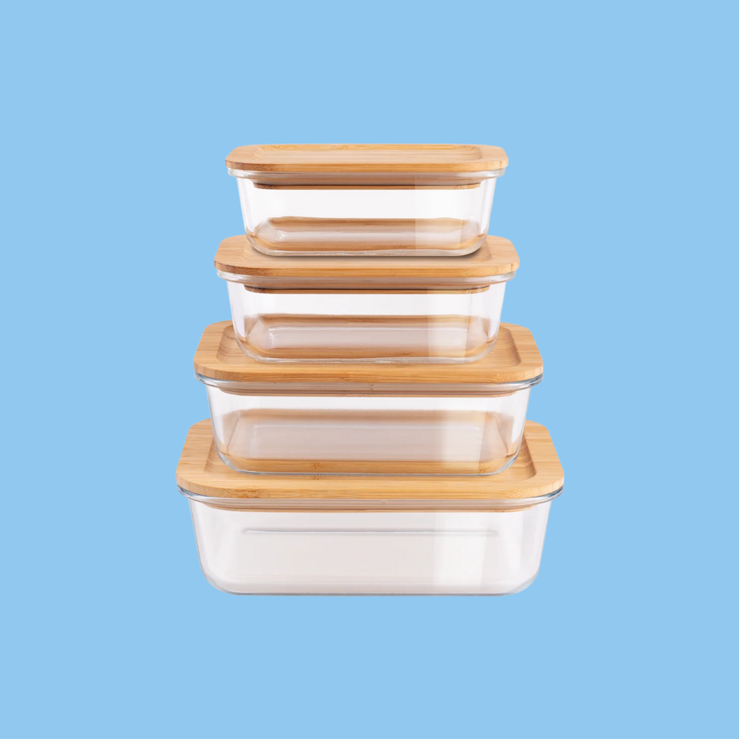 Heena's Haven 4 Pieces Glass Food Container Set with Bamboo Lids - Heena's Haven