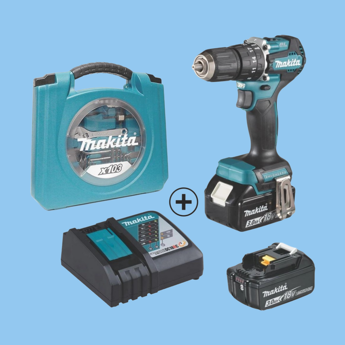 Makita Brushless Cordless Hammer Drill DHP487RFJ-ACE - Heena's Haven