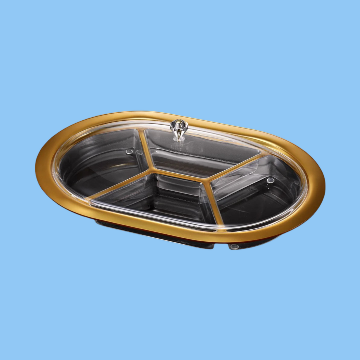 Heena's Haven Acrylic Oval Serving Set with Dividers 49 cm