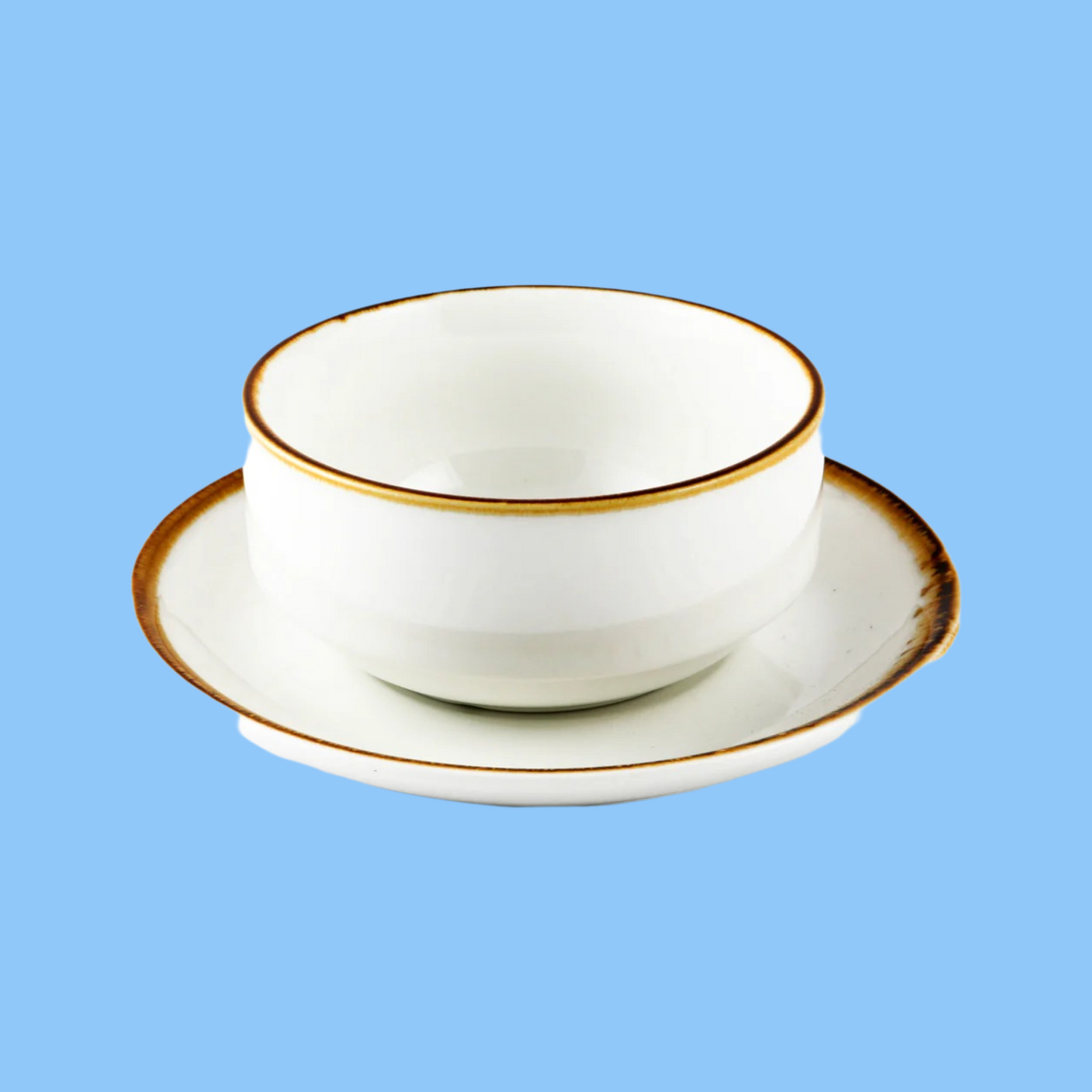 Heena's Haven Mocha Porcelain Soup Cup & Saucer 220 ml