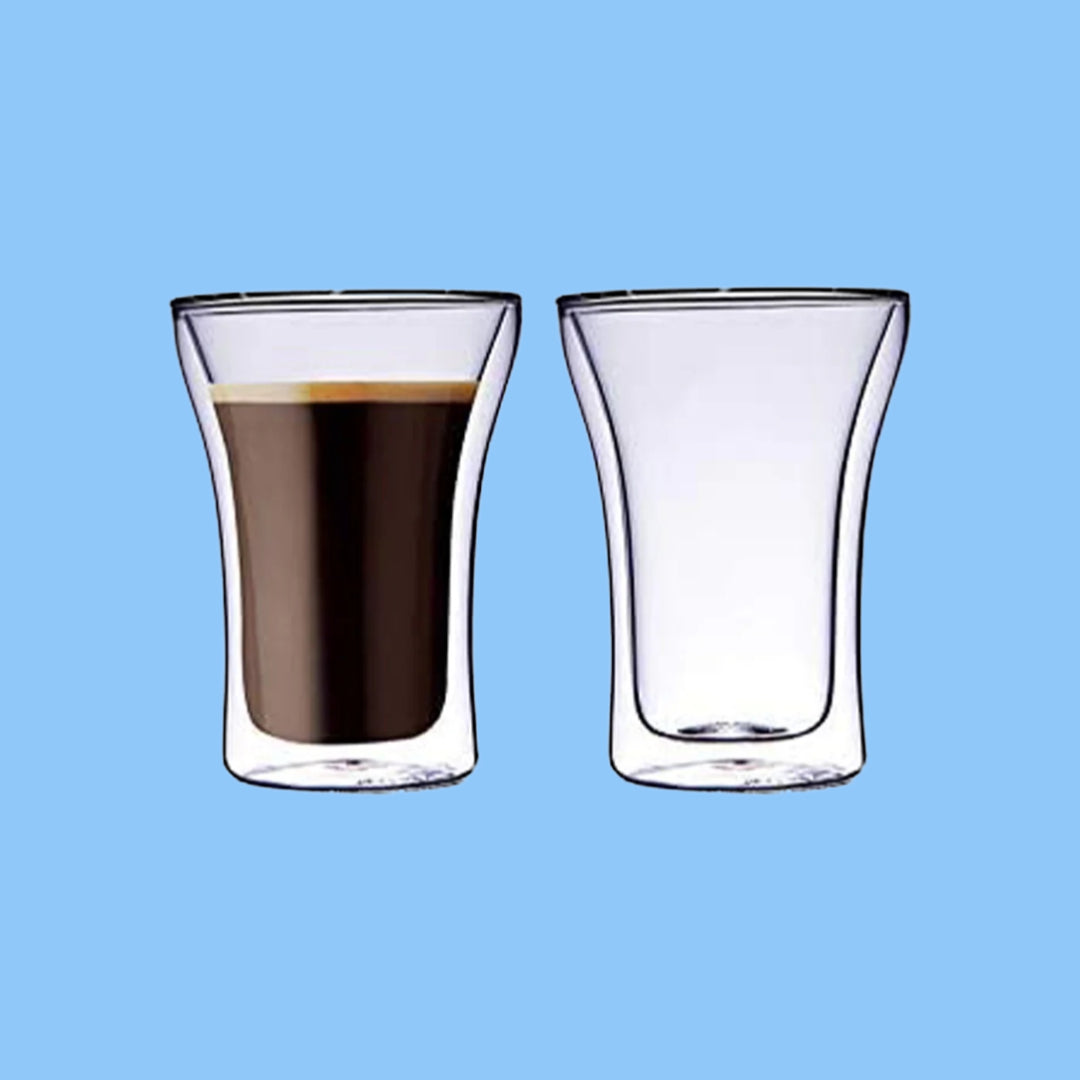 Heena's Haven Borosilicate Double Wall Glass Tumbler 250 ml 2 Piece Set