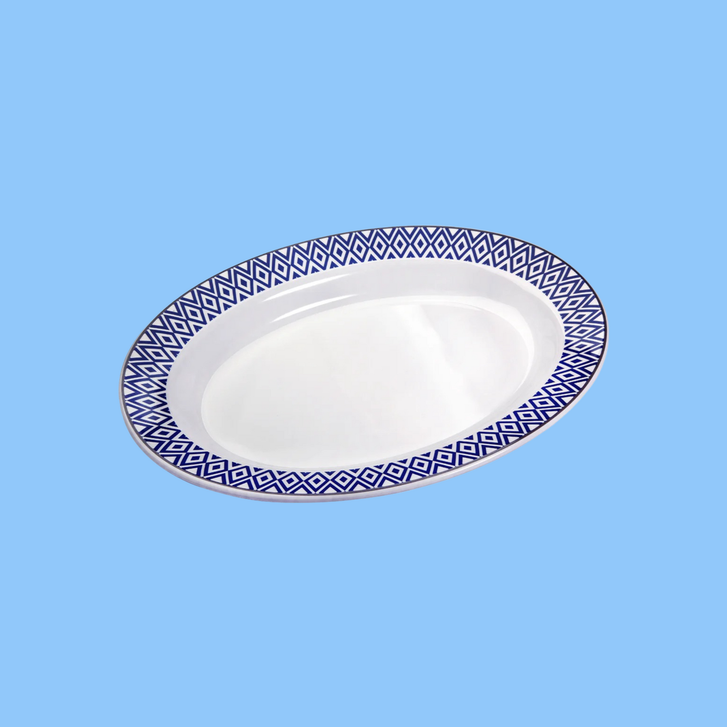 Heena's Haven Melamine Oval Plate Blue Line