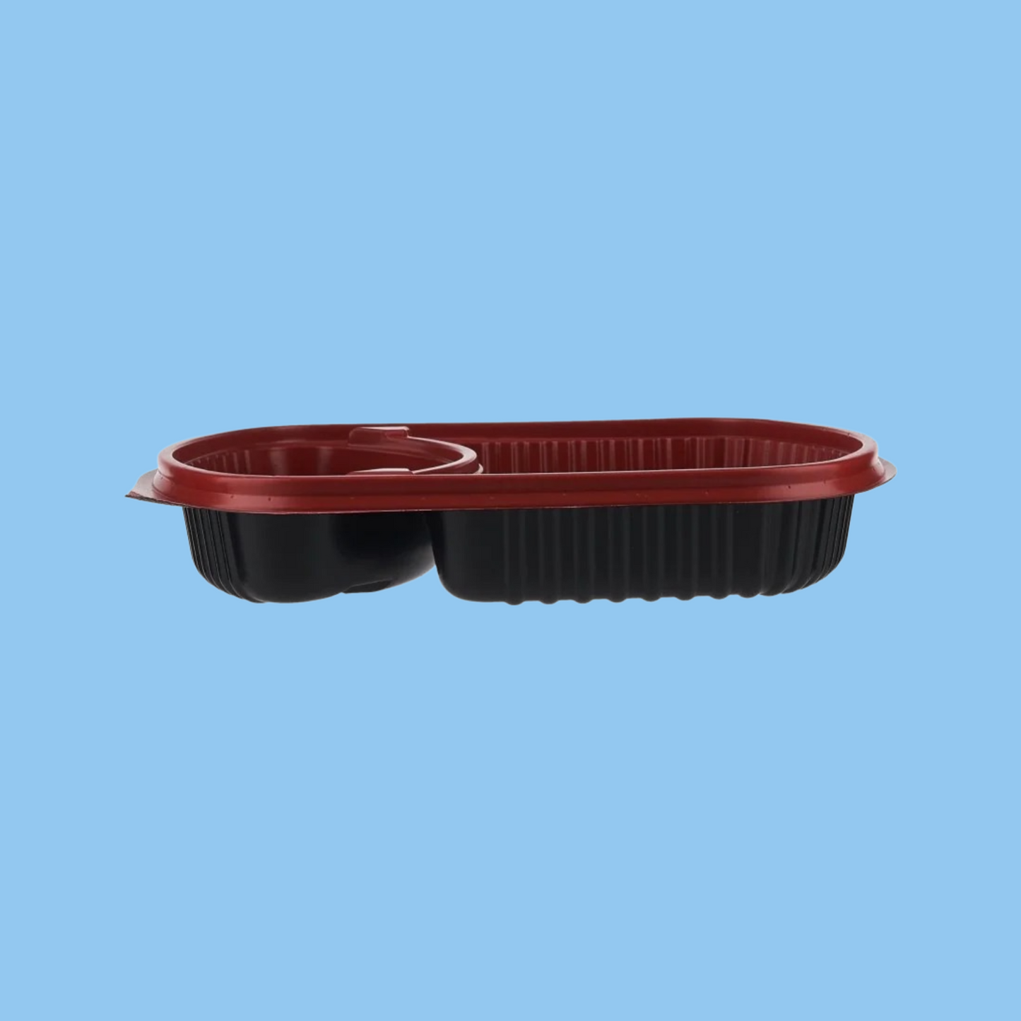 Heena's Haven Red & Black Base Rectangular 3-Compartment Container With Lid 250 Pieces - Heena's Haven