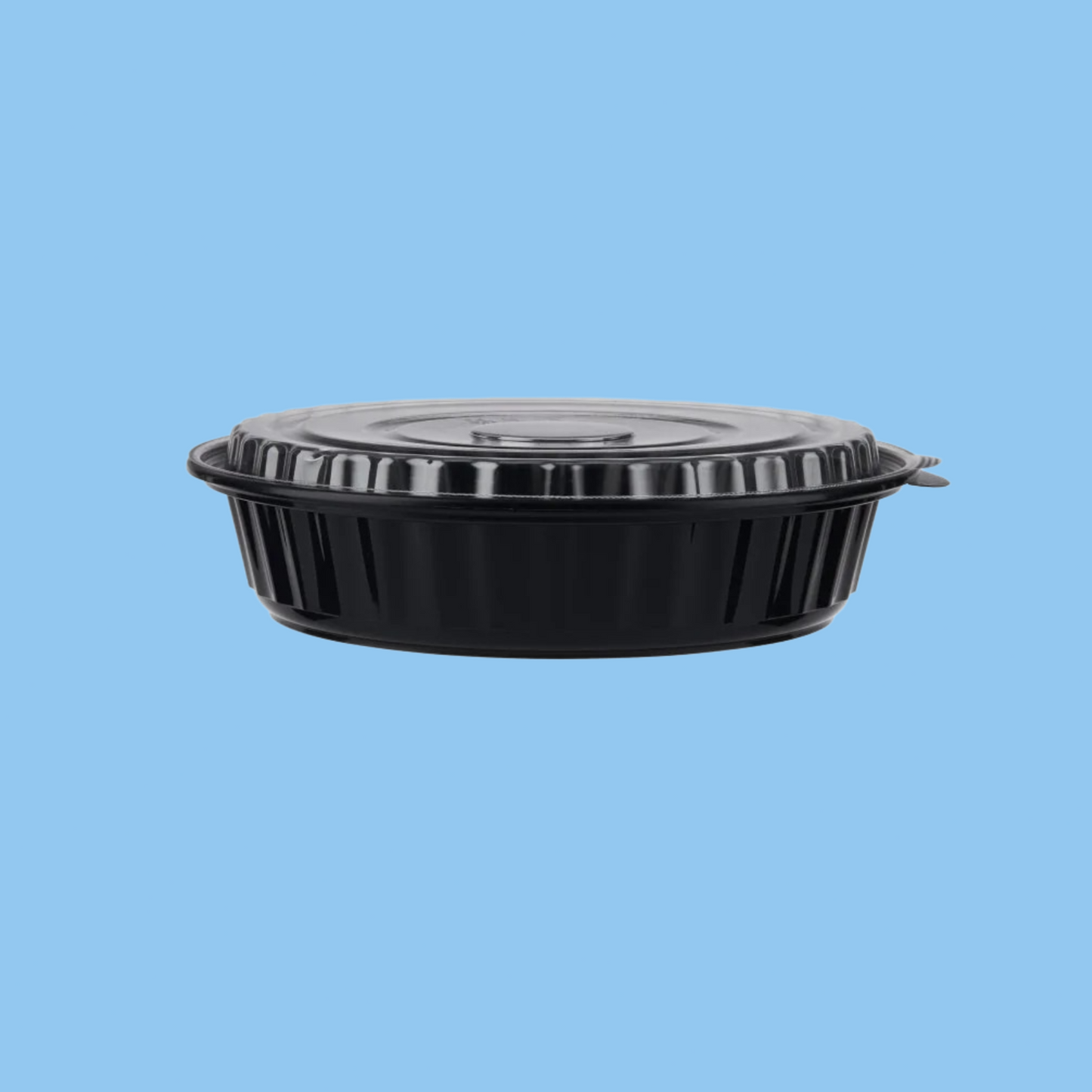 Heena's Haven 150 Pieces Black Base Round Ribbed Container With Lid 48 Oz - Heena's Haven