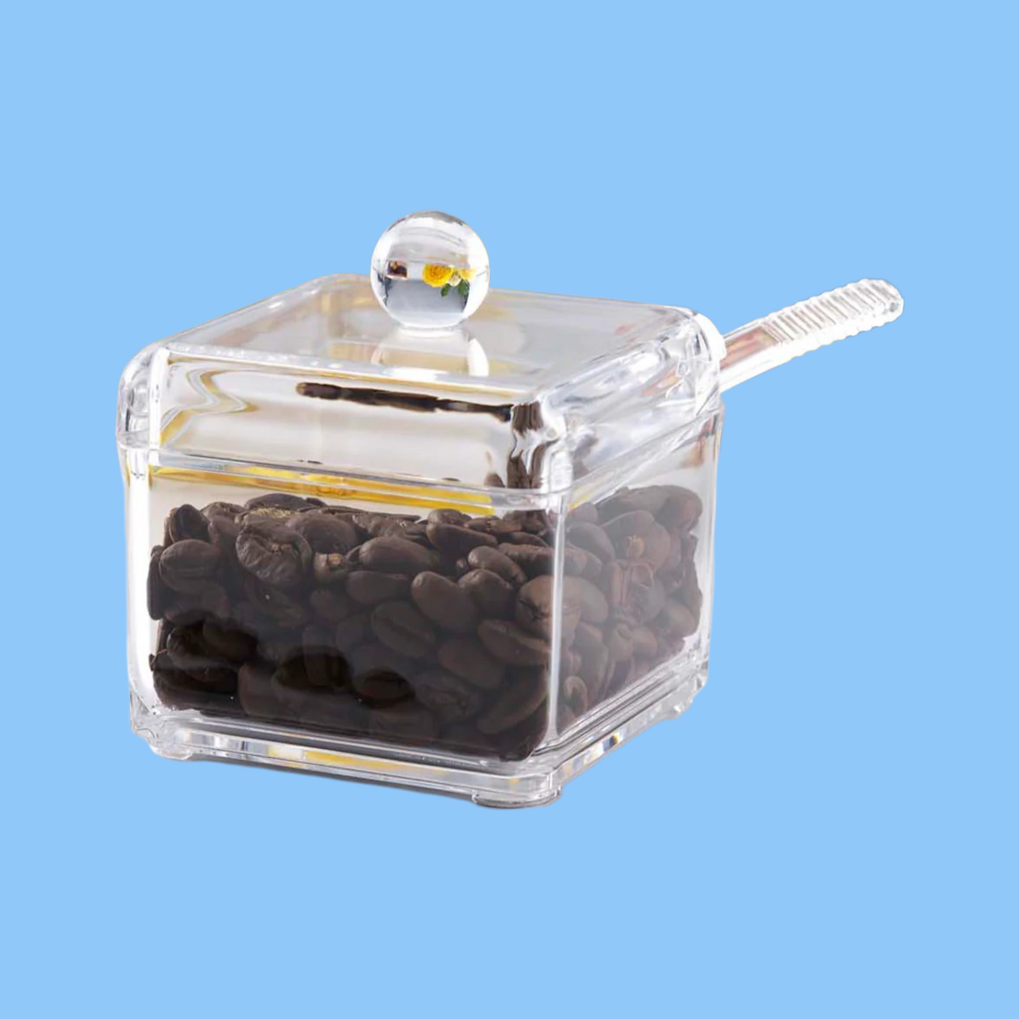 Heena's Haven Square Acrylic Serving Sugar Pot with Spoon