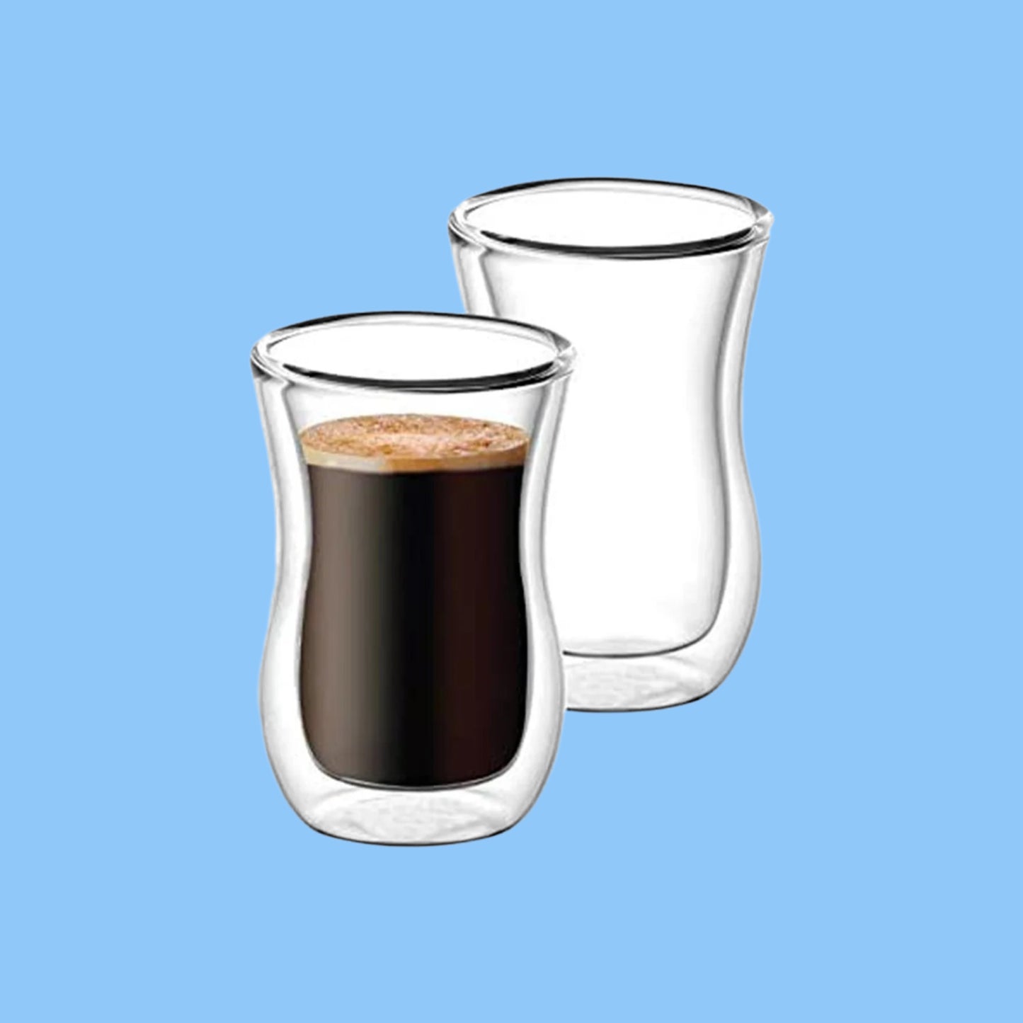 Heena's Haven Borosilicate Double Wall Glass Tumbler 100 ml 2 Piece Set