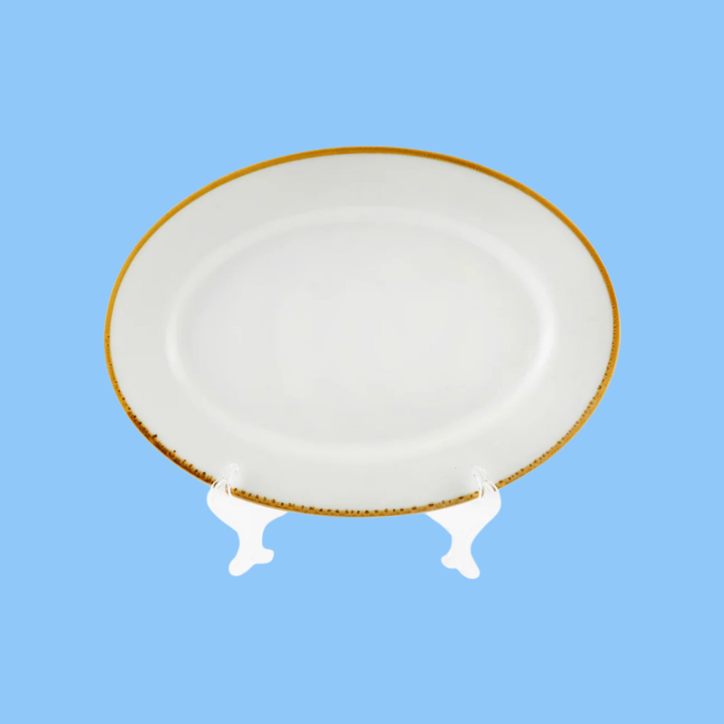 Heena's Haven Ivory Mocha Porcelain Oval Plate 10
