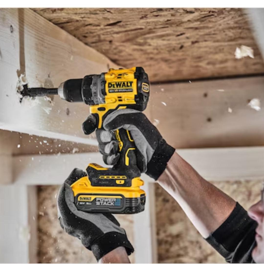 DeWalt 18V XR 90Nm Brushless Drill Driver with 2 POWERSTACK Batteries - Compact, High Torque, 15 Torque Settings, LED Light, TSTAK Case - Heena's Haven